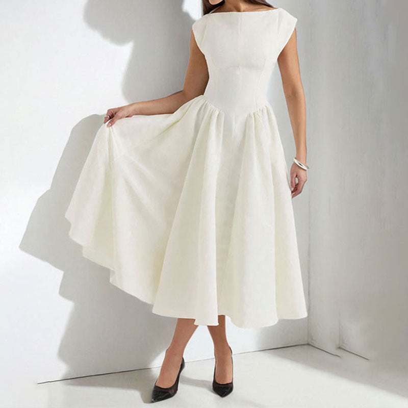 Fashion Evening Round Neckline Party Midi Dress for Women
