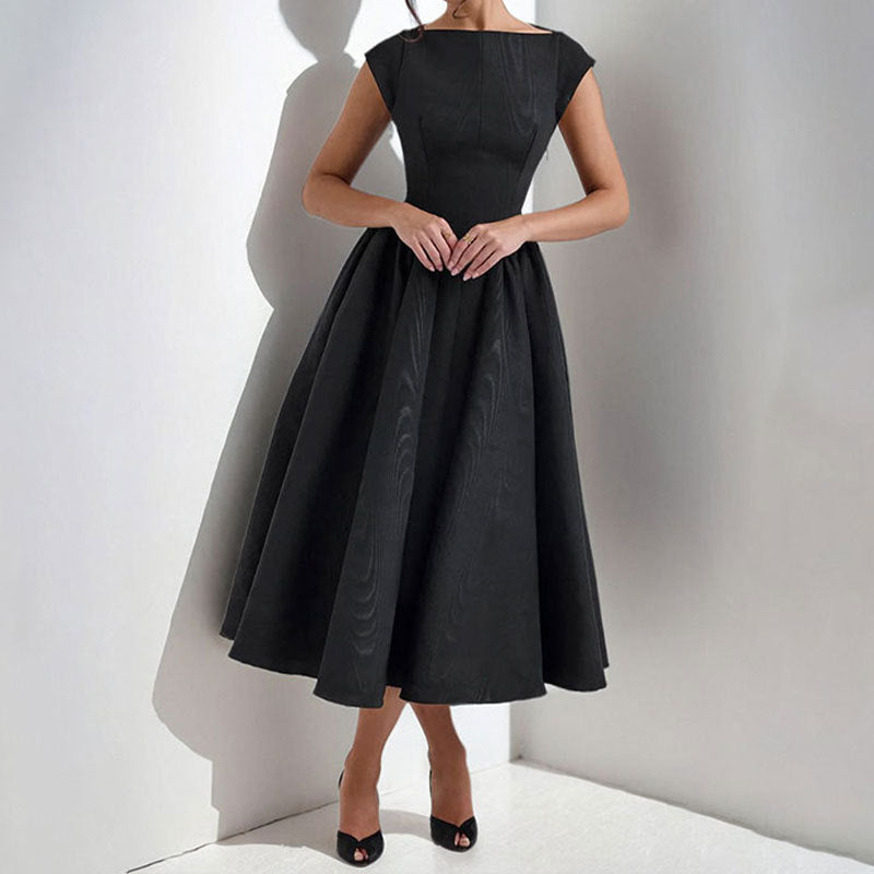 Fashion Evening Round Neckline Party Midi Dress for Women