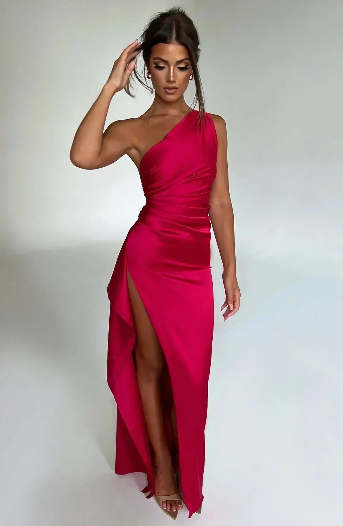 Rubina | Women’s One-Shoulder Satin Maxi Dress