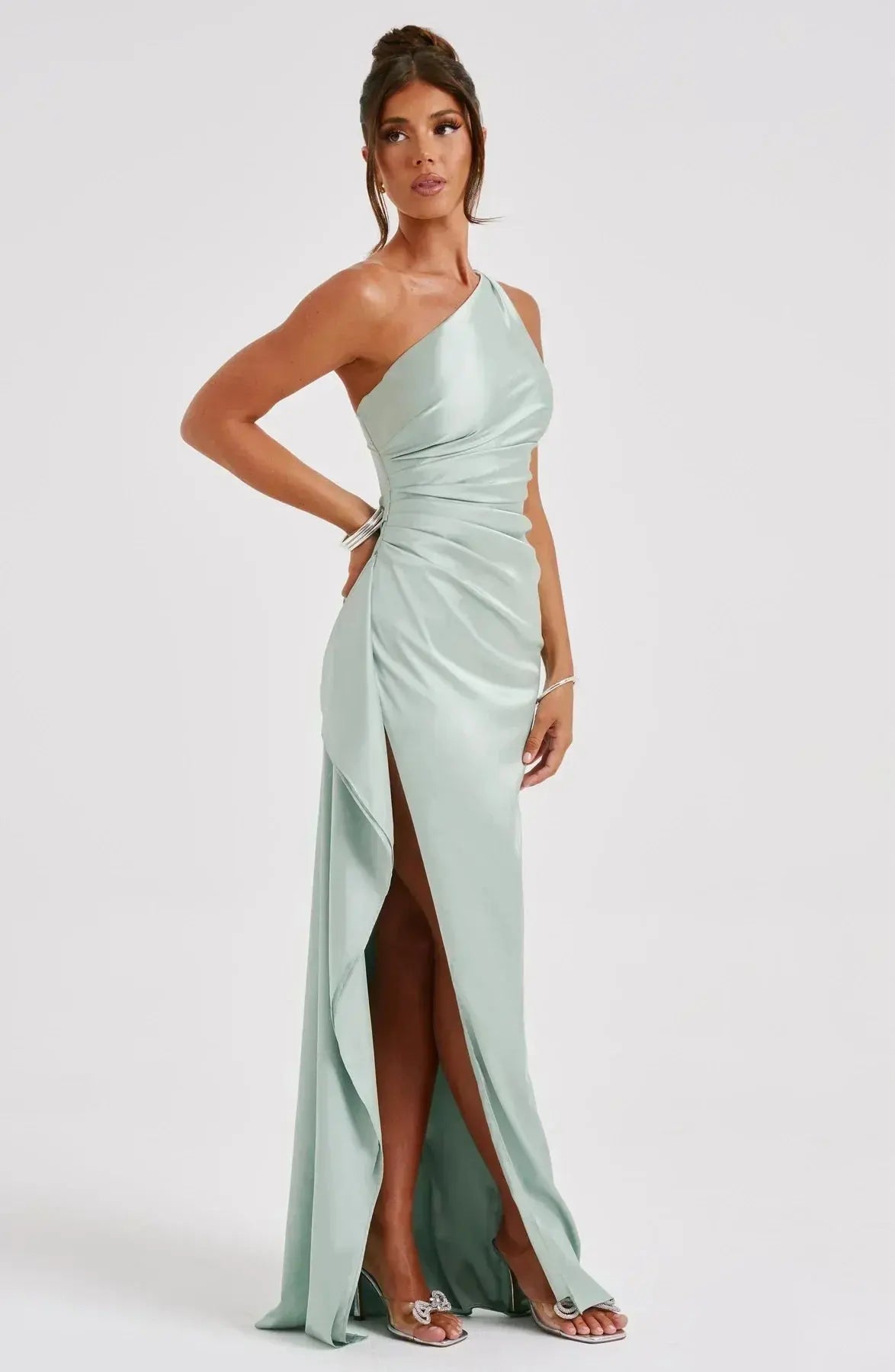 Rubina | Women’s One-Shoulder Satin Maxi Dress