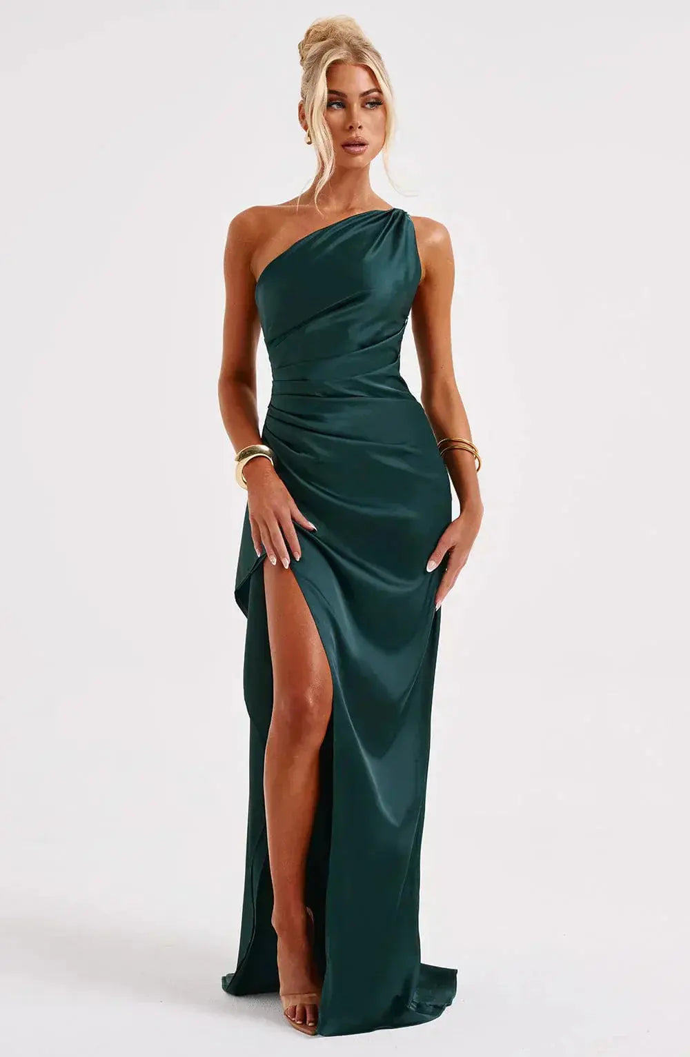 Rubina | Women’s One-Shoulder Satin Maxi Dress