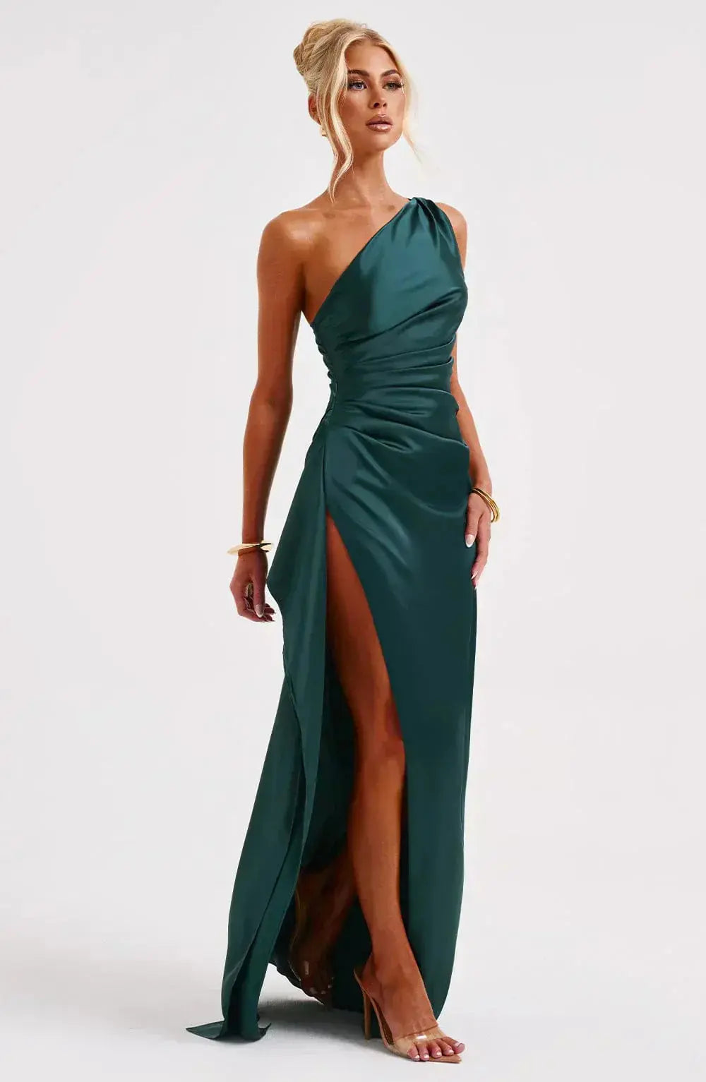 Rubina | Women’s One-Shoulder Satin Maxi Dress