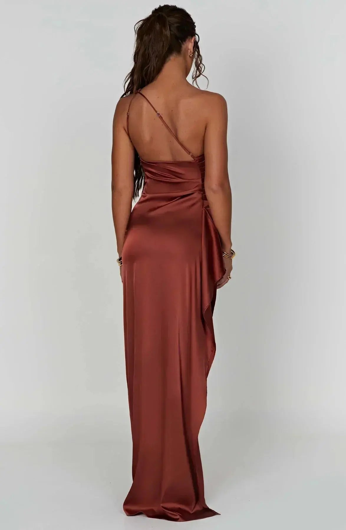 Rubina | Women’s One-Shoulder Satin Maxi Dress