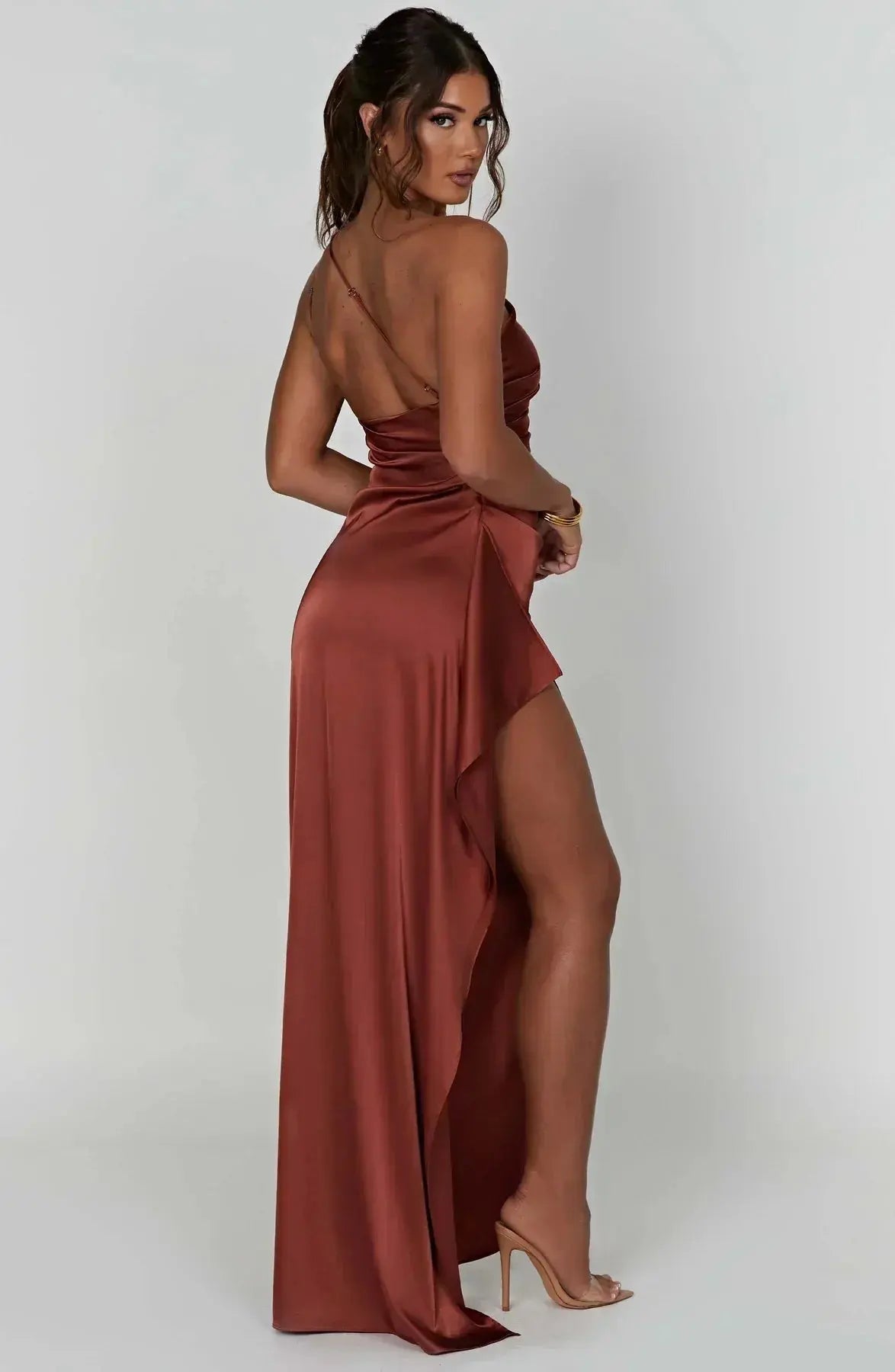 Rubina | Women’s One-Shoulder Satin Maxi Dress