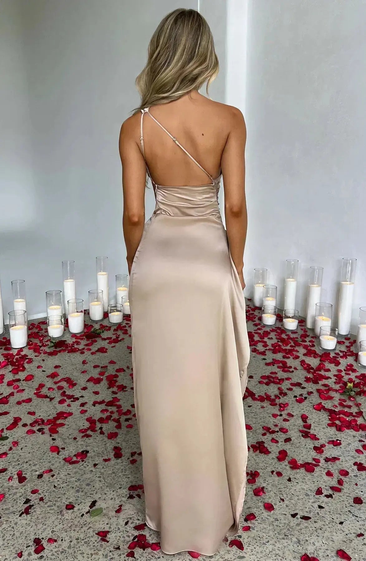 Rubina | Women’s One-Shoulder Satin Maxi Dress