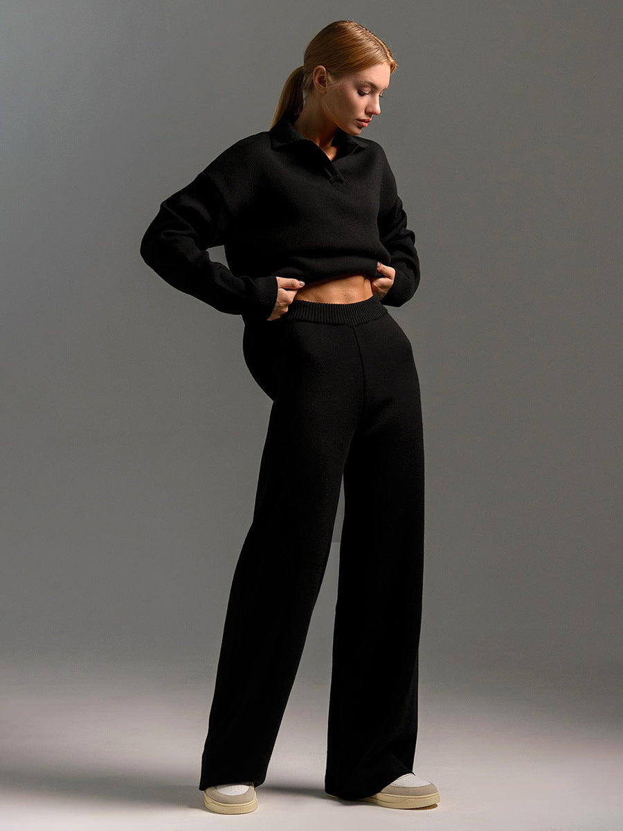 Women's Fashion Modern Elegance Knitted Two-pieces Tracksuit