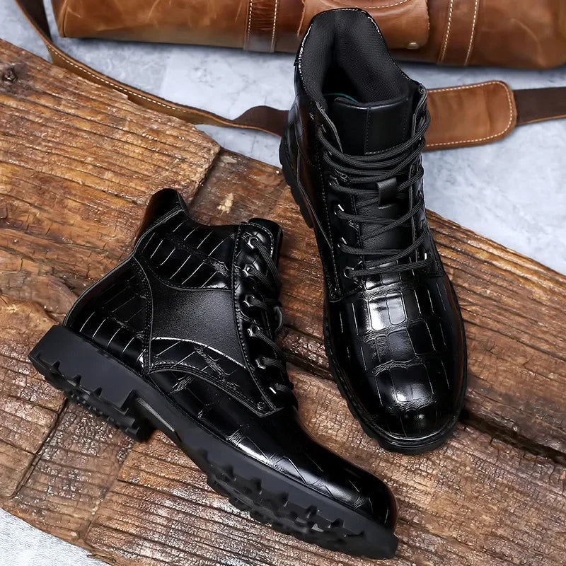 Combat Alligator Lace-up Rugged Ankle Men's Boots