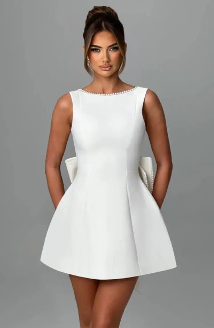 Women's Exquisite Mini Dress with Back Bow Detail