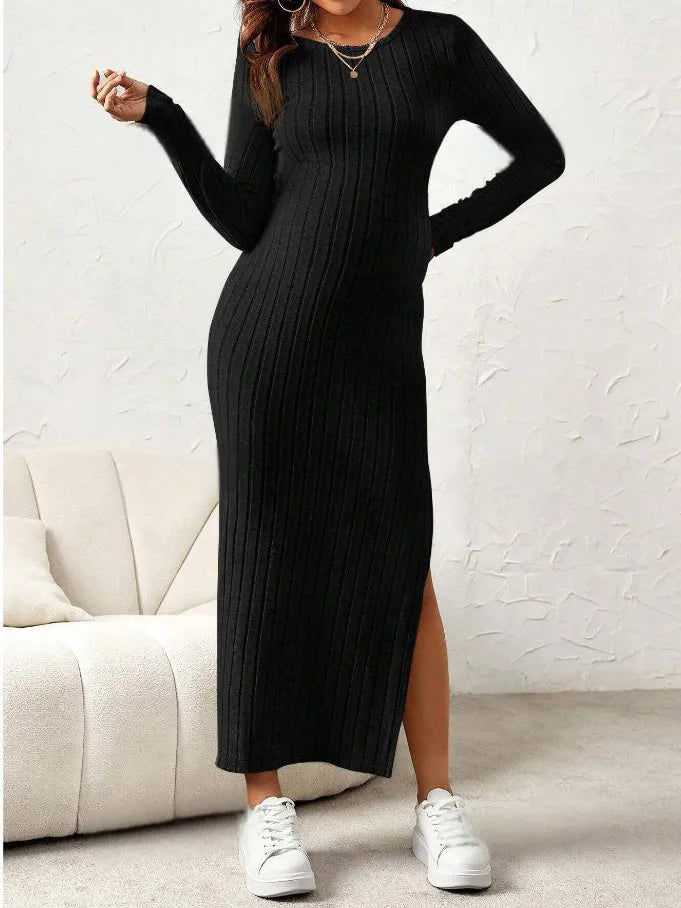 Long Sleeve Maternity Maxi Dress with Flattering Fit