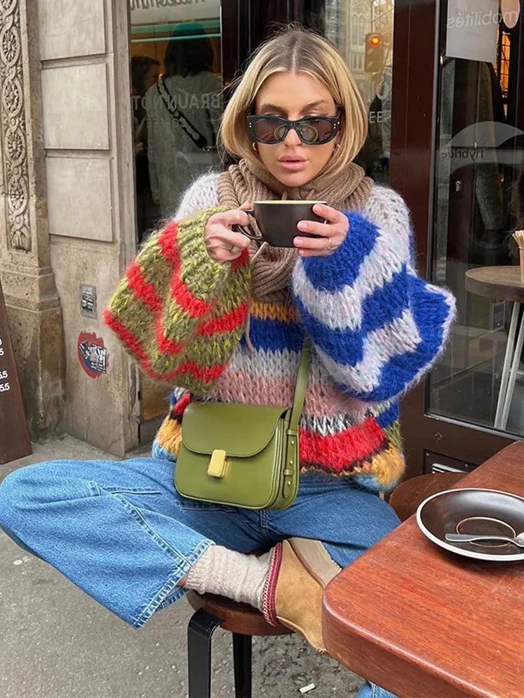 Women's Cosy Multicoloured Warm Jumper for Winter