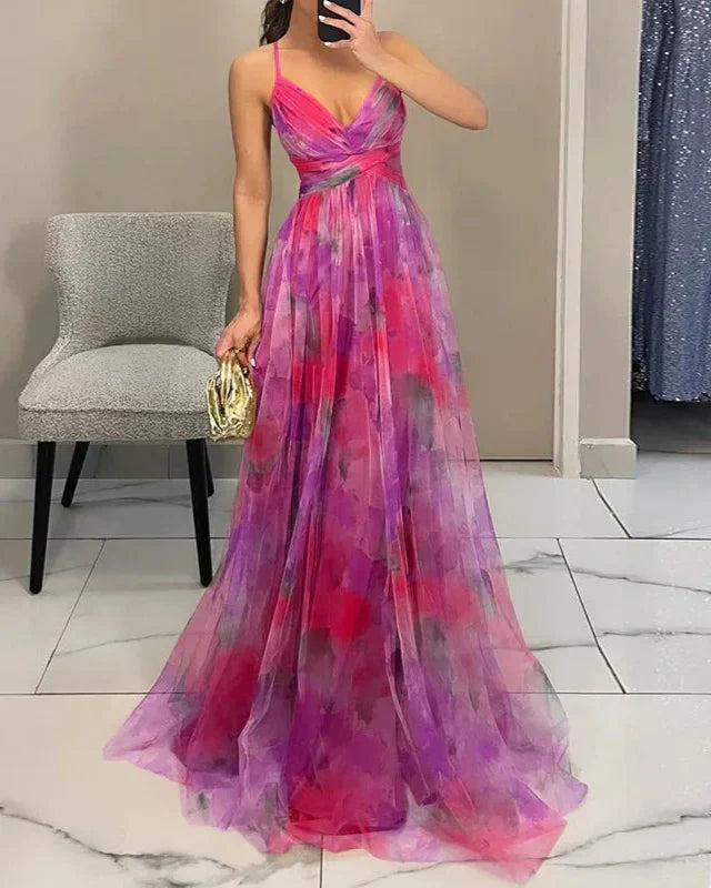 Women’s Effortless Floral Printed Maxi Style Summer Dress for Evening Parties