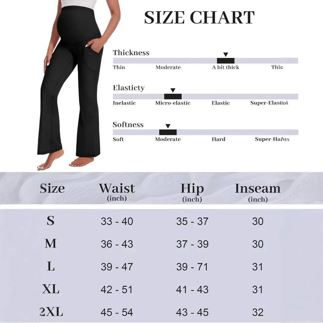 Casual Maternity Flare Pants with Over‑Belly Panel