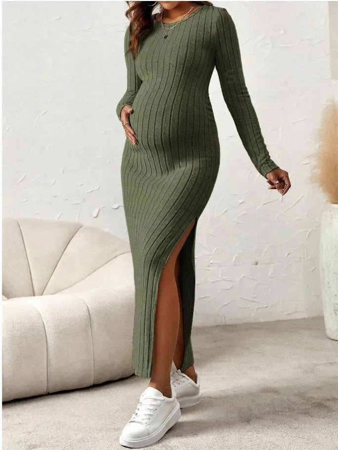 Long Sleeve Maternity Maxi Dress with Flattering Fit