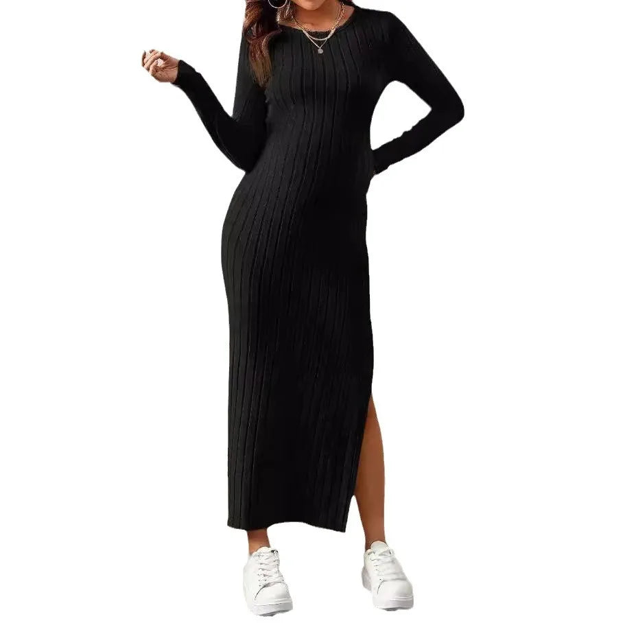 Long Sleeve Maternity Maxi Dress with Flattering Fit