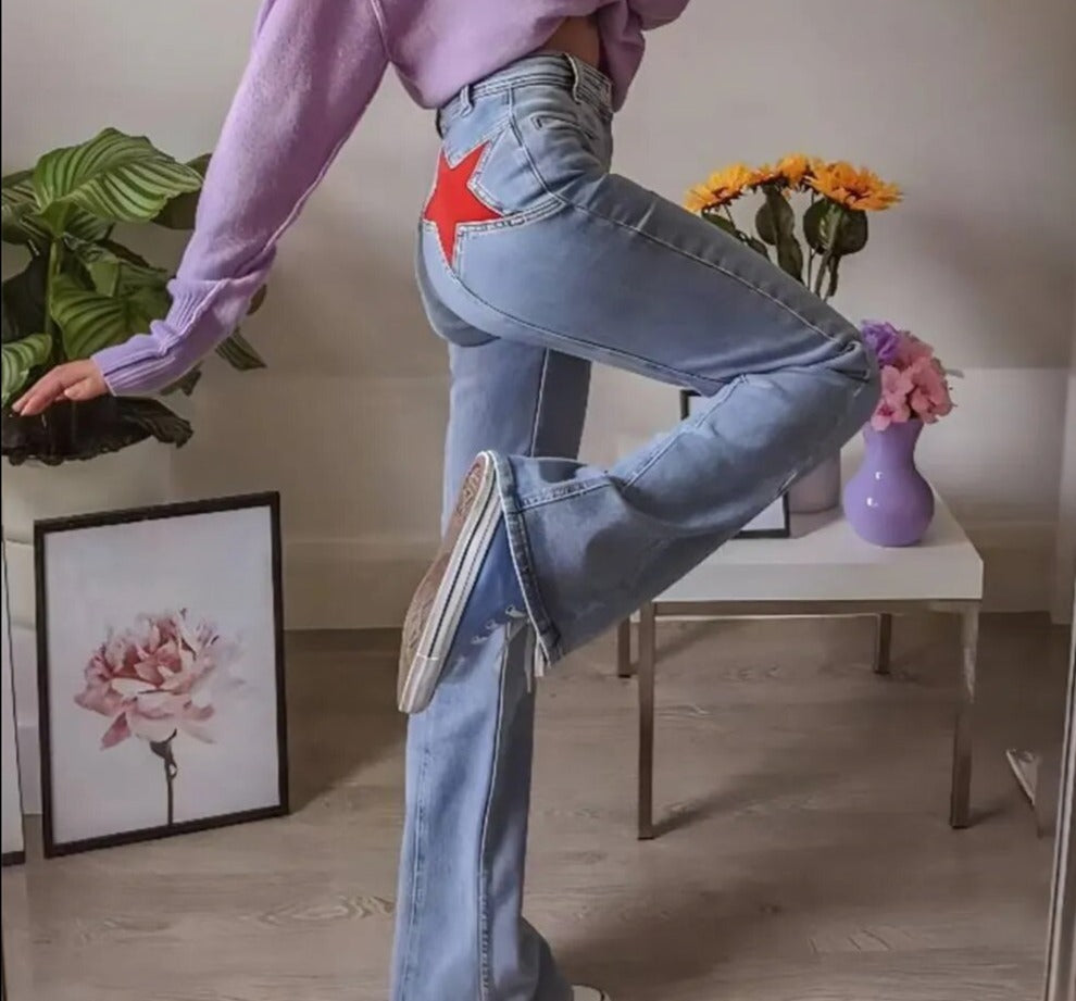 Vintage Red Star Flare Jeans