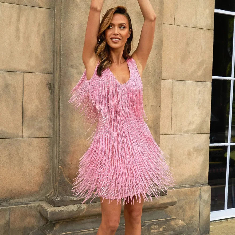 Women’s Dazzling A-Line Fringe Feathers Cocktail Dress for Special Occasions