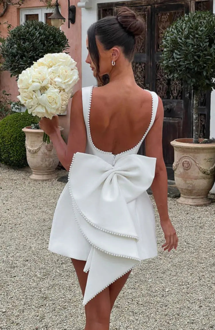 Women's Exquisite Mini Dress with Back Bow Detail