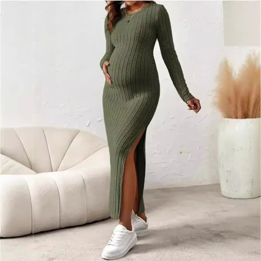 Long Sleeve Maternity Maxi Dress with Flattering Fit
