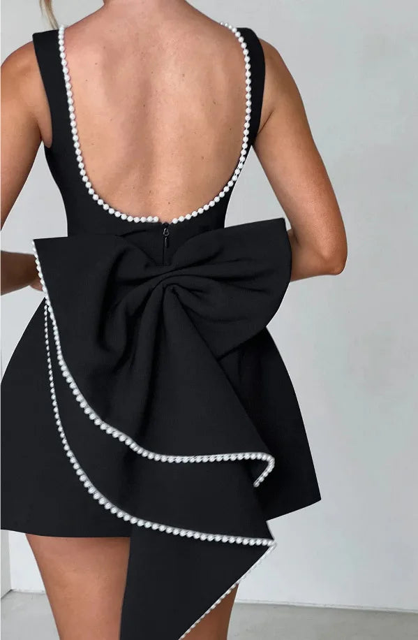 Women's Exquisite Mini Dress with Back Bow Detail