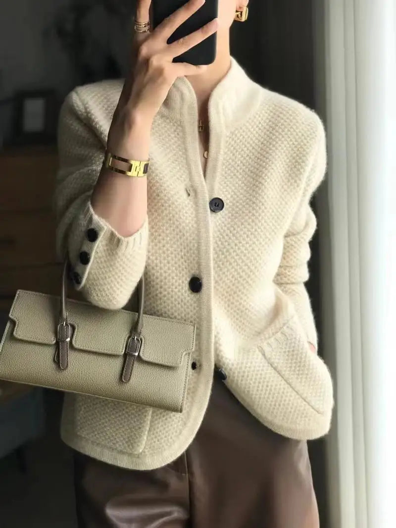 Women's Fashion Classic Long Sleeves Cashmere Buttons Cardigan