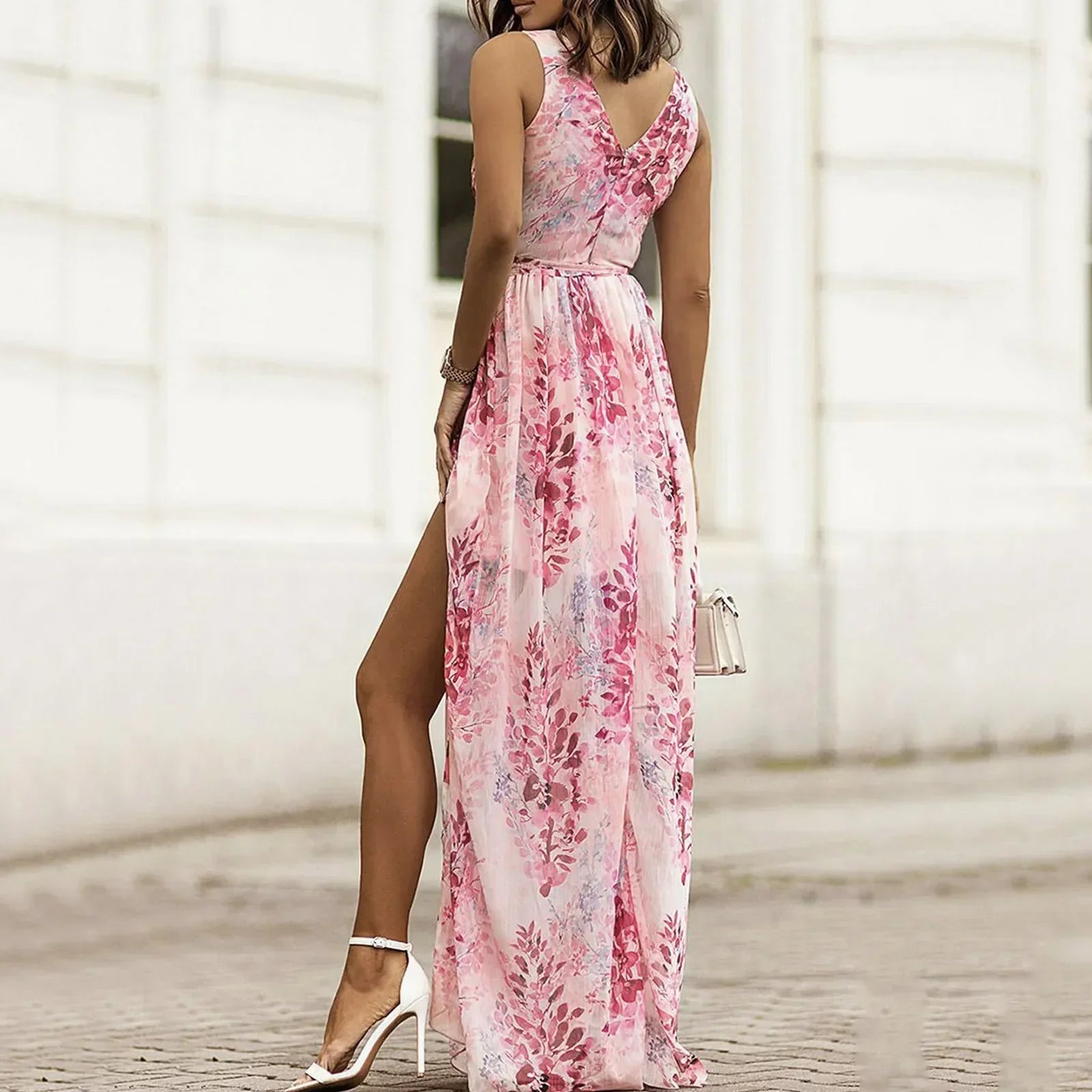 Elegant Women's Vibrant Floral Slit Maxi Dress for Every Occasion