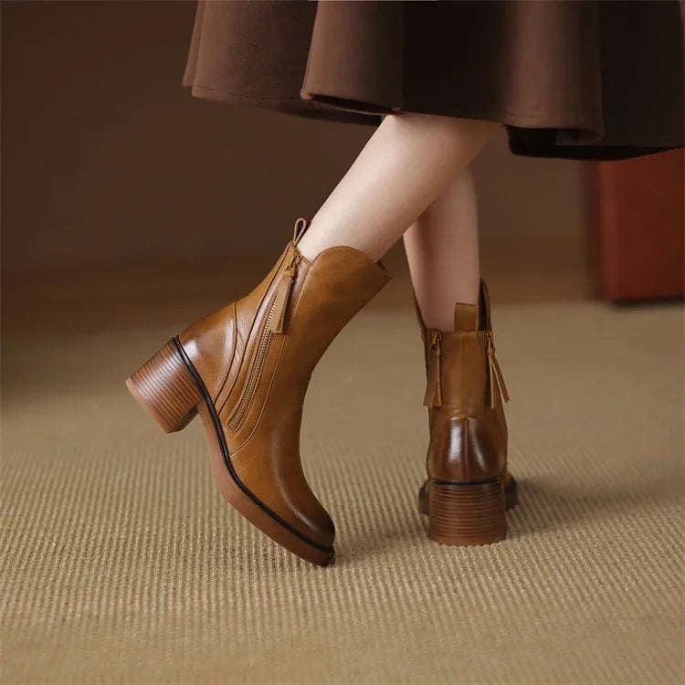 Women's Classic Fashion Durable Ankle Heeled Boots for Outdoor