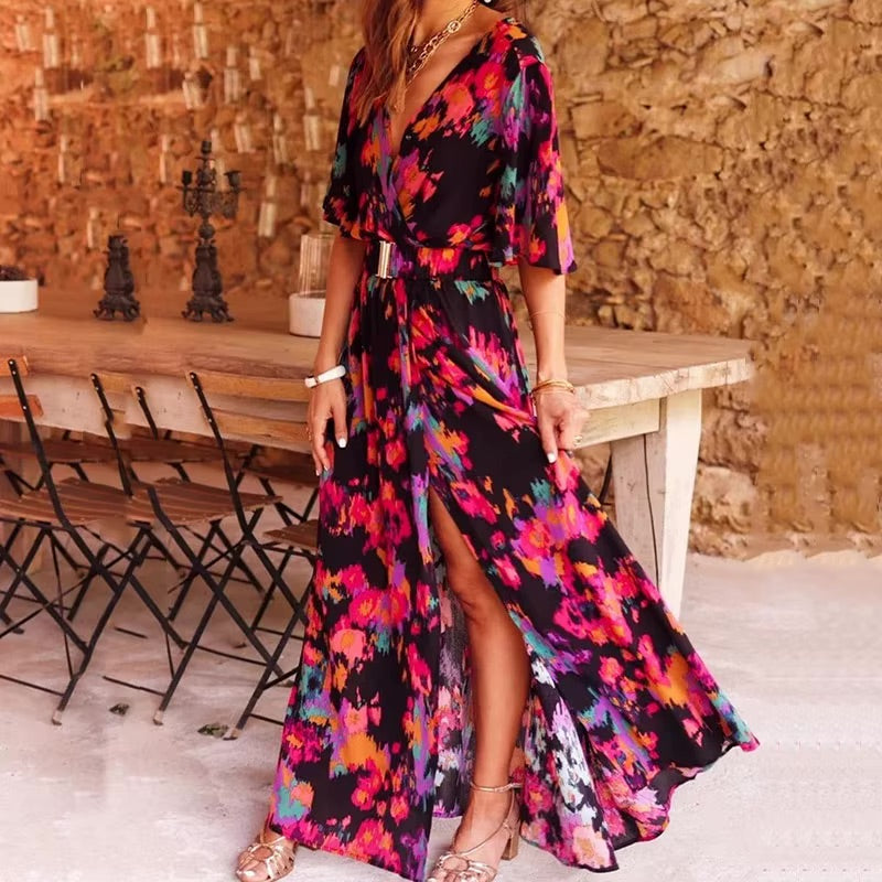 Exquisite Fashion-forward Bohemian Long Maxi Summer Dress - Ideal Choice for Beach Days or Casual Outings