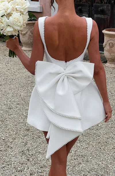 Women's Exquisite Mini Dress with Back Bow Detail