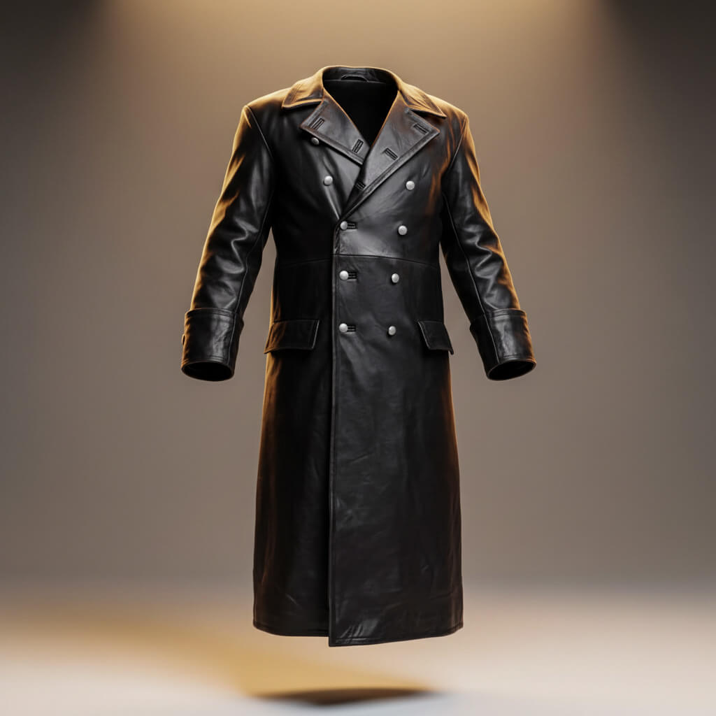 Thorne | Men’s Premium Leather Double-Breasted Overcoat