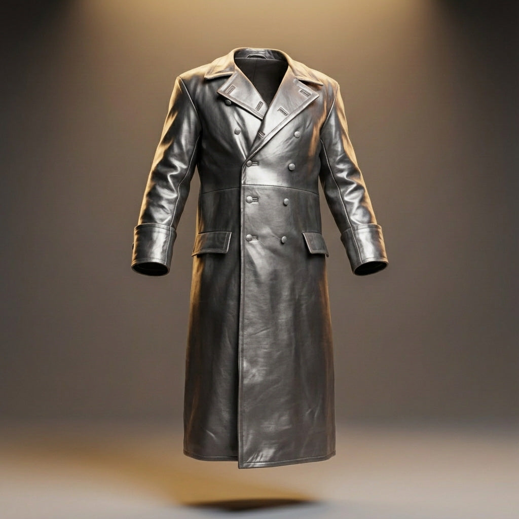 Thorne | Men’s Premium Leather Double-Breasted Overcoat