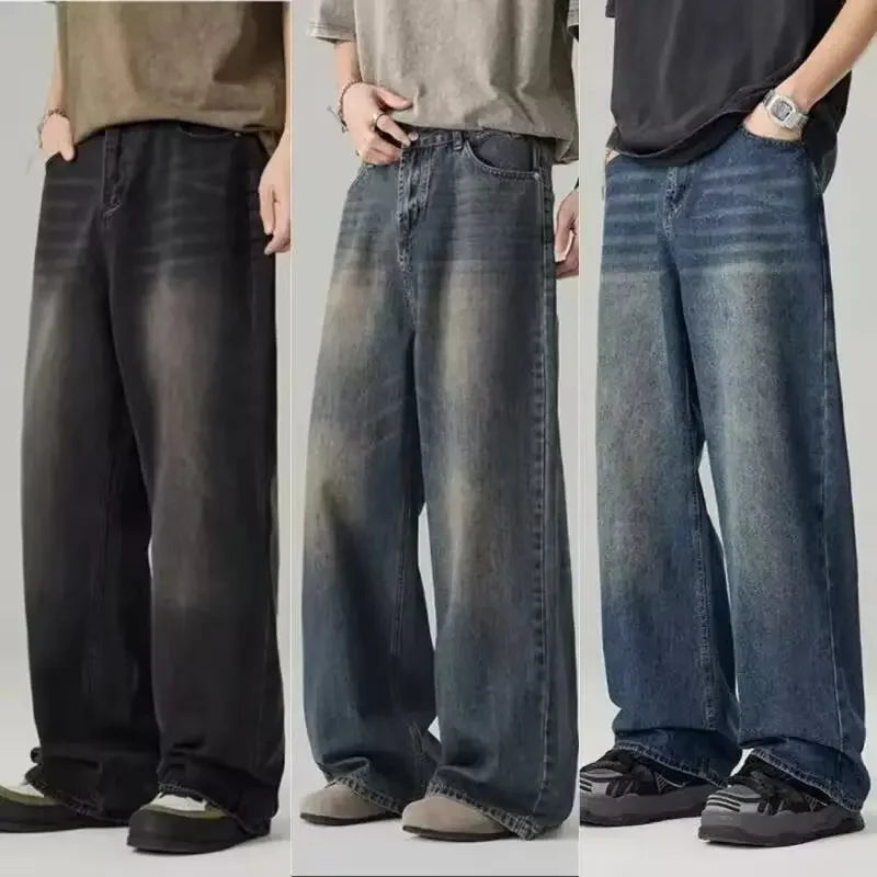 Retro Versatile Wide-Leg Baggy Jeans for Women