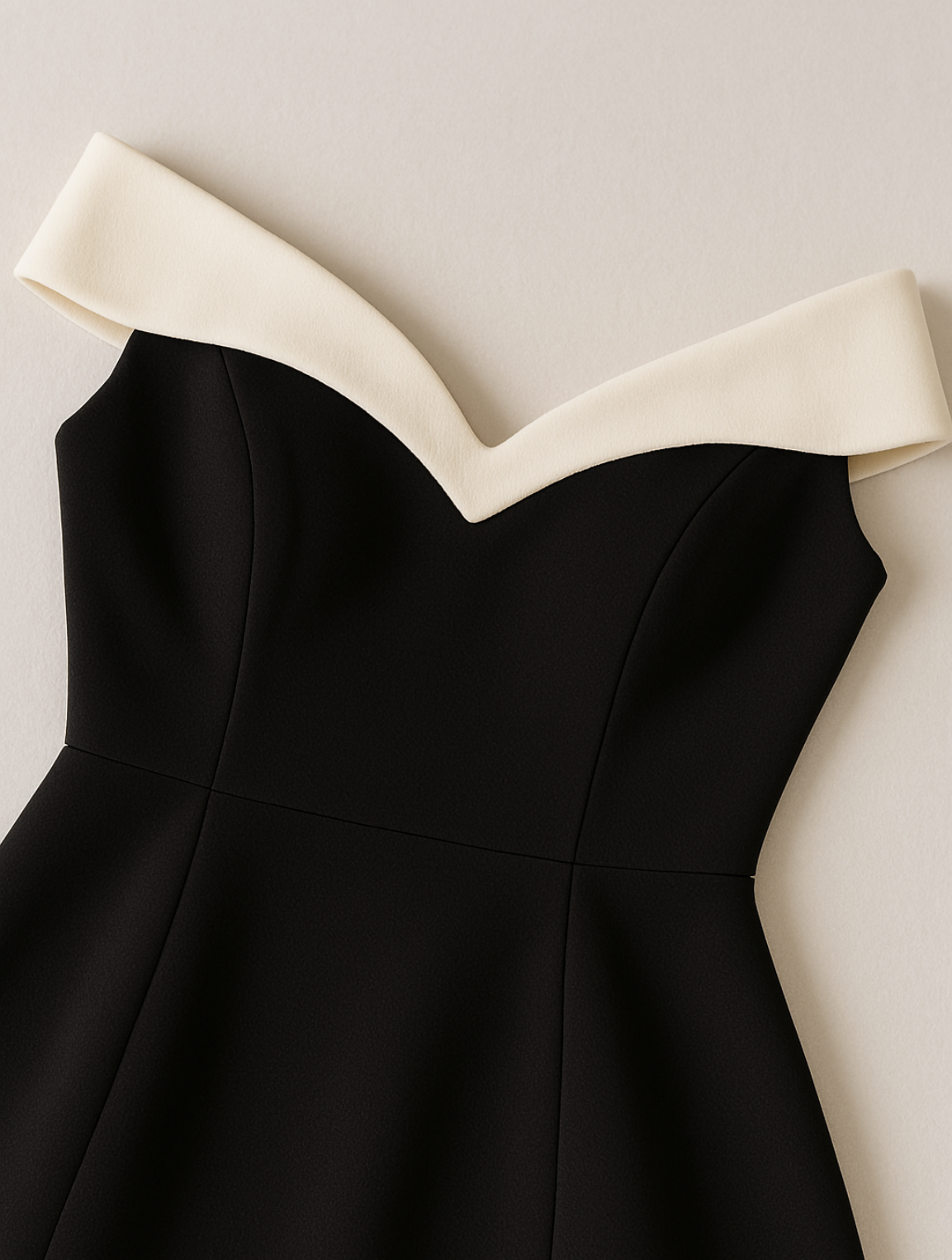 Classic Elegant Off-Shoulder Contrast Mini Dress for Women