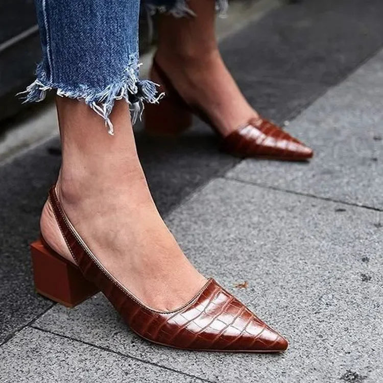 Timeless Practical Pointed Toe Heels Slingback Pumps for Women