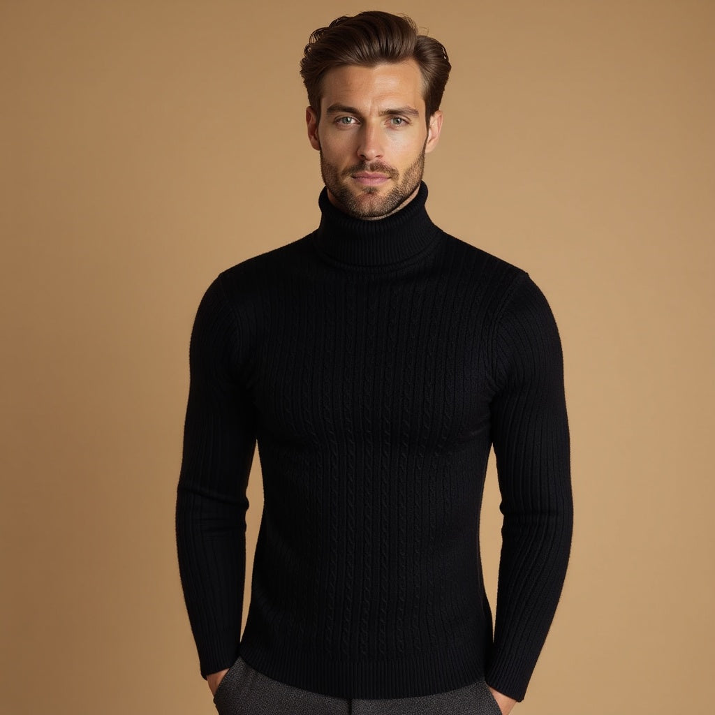 Sterling | Men’s Cable Knit Turtleneck Sweater