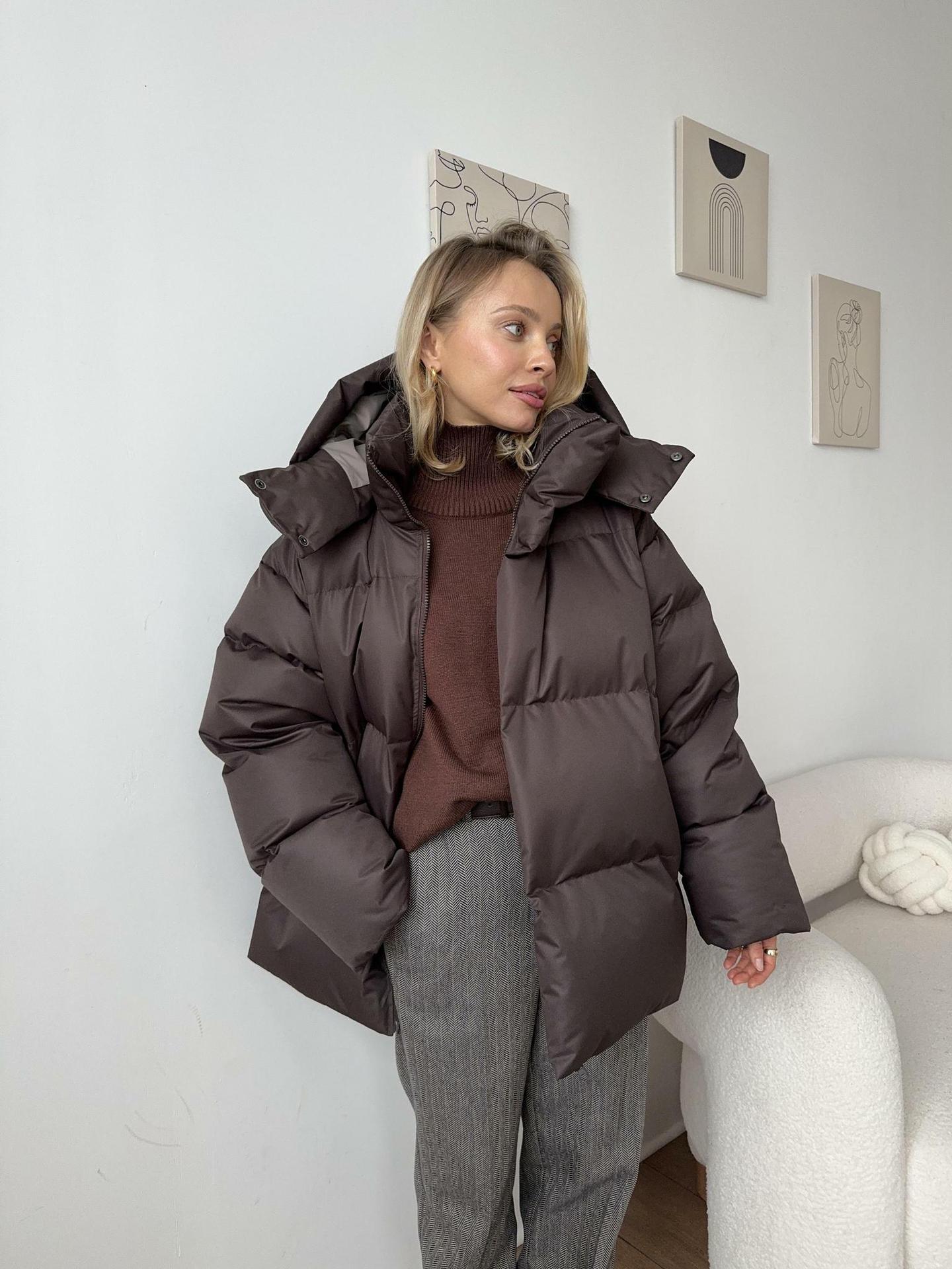 Women’s Long Puffer Coat Quilted Design with Hood and Zip Closure