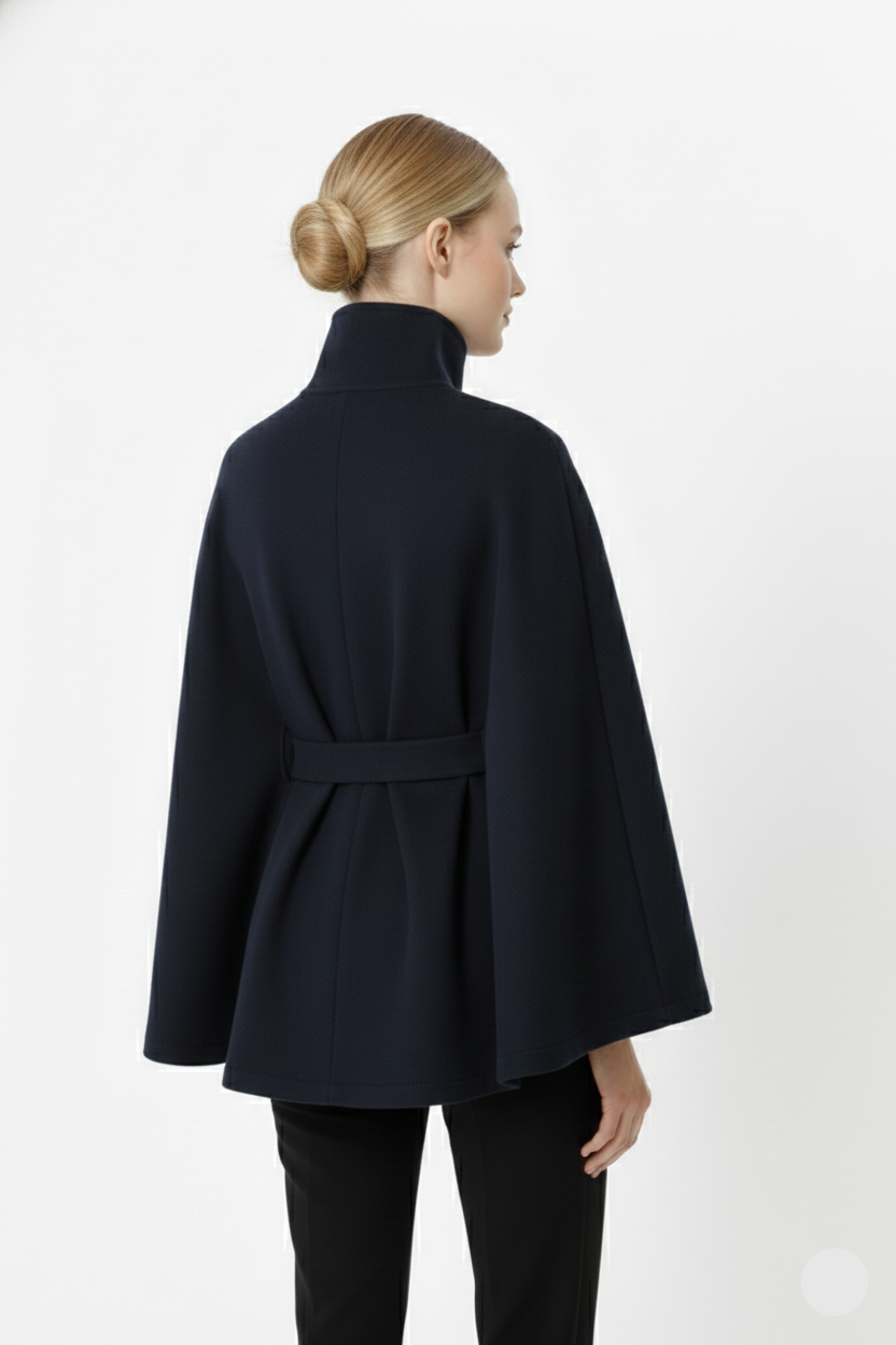 Women's Fashion Relaxed Fit High Collar Coat with Removable Belt