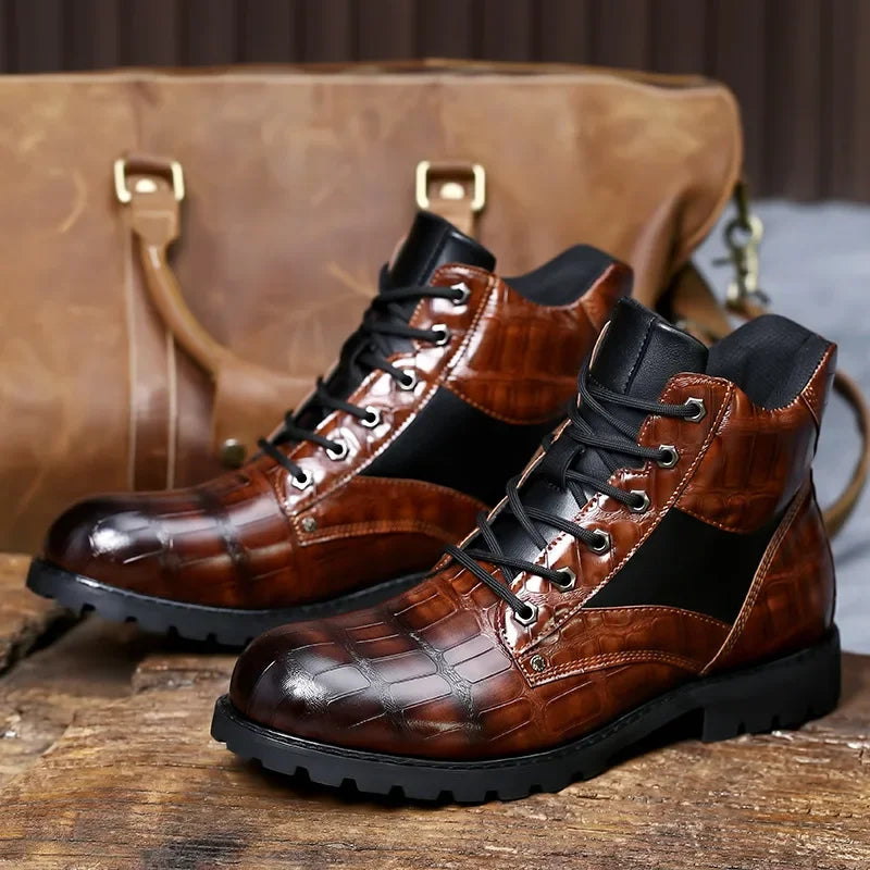 Combat Alligator Lace-up Rugged Ankle Men's Boots