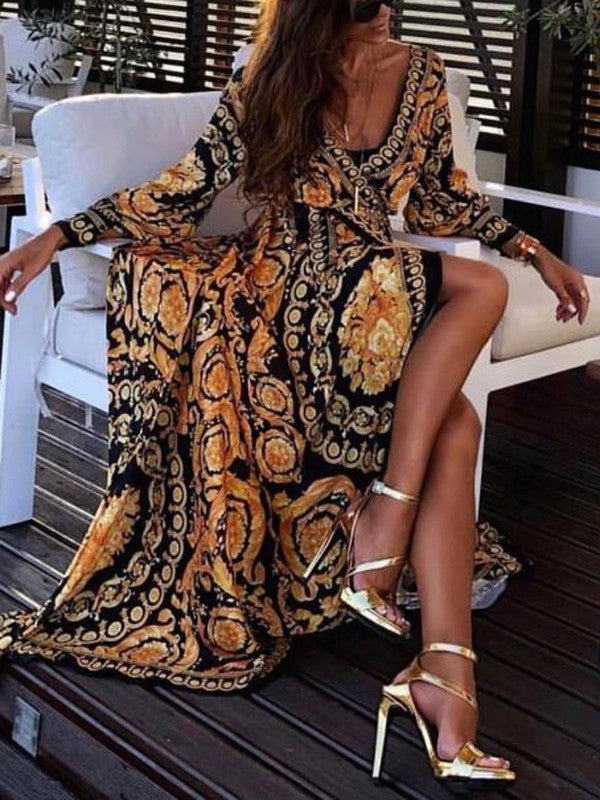 Enchanting Flowy Sunny Party Bohemian Maxi Dress for Women