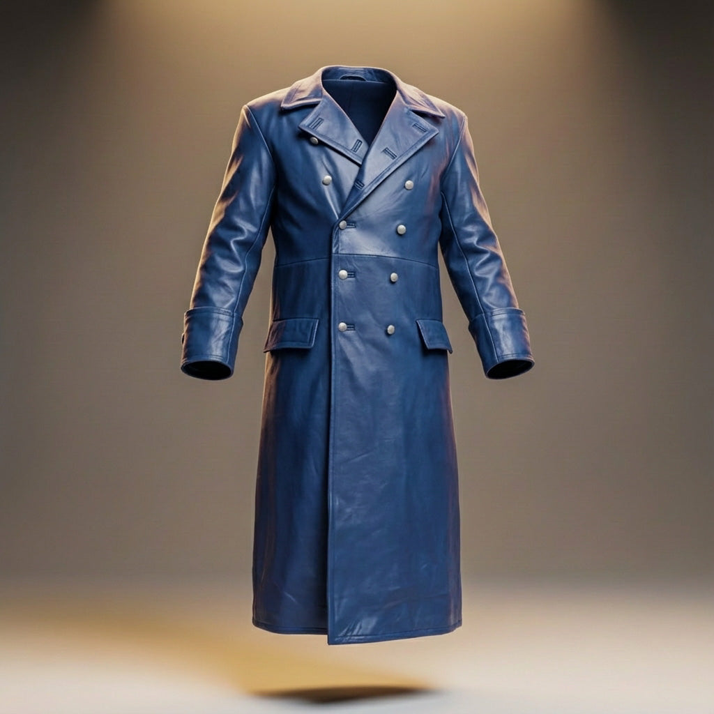 Thorne | Men’s Premium Leather Double-Breasted Overcoat