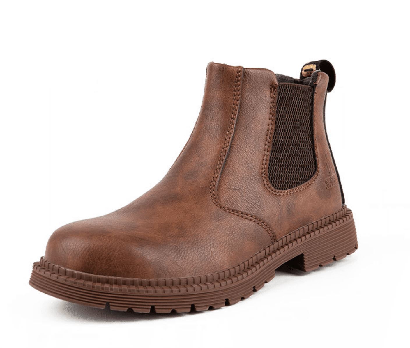 Slip-on Cushion Leather Chelsea Men's Boots with Side Elastic Panels