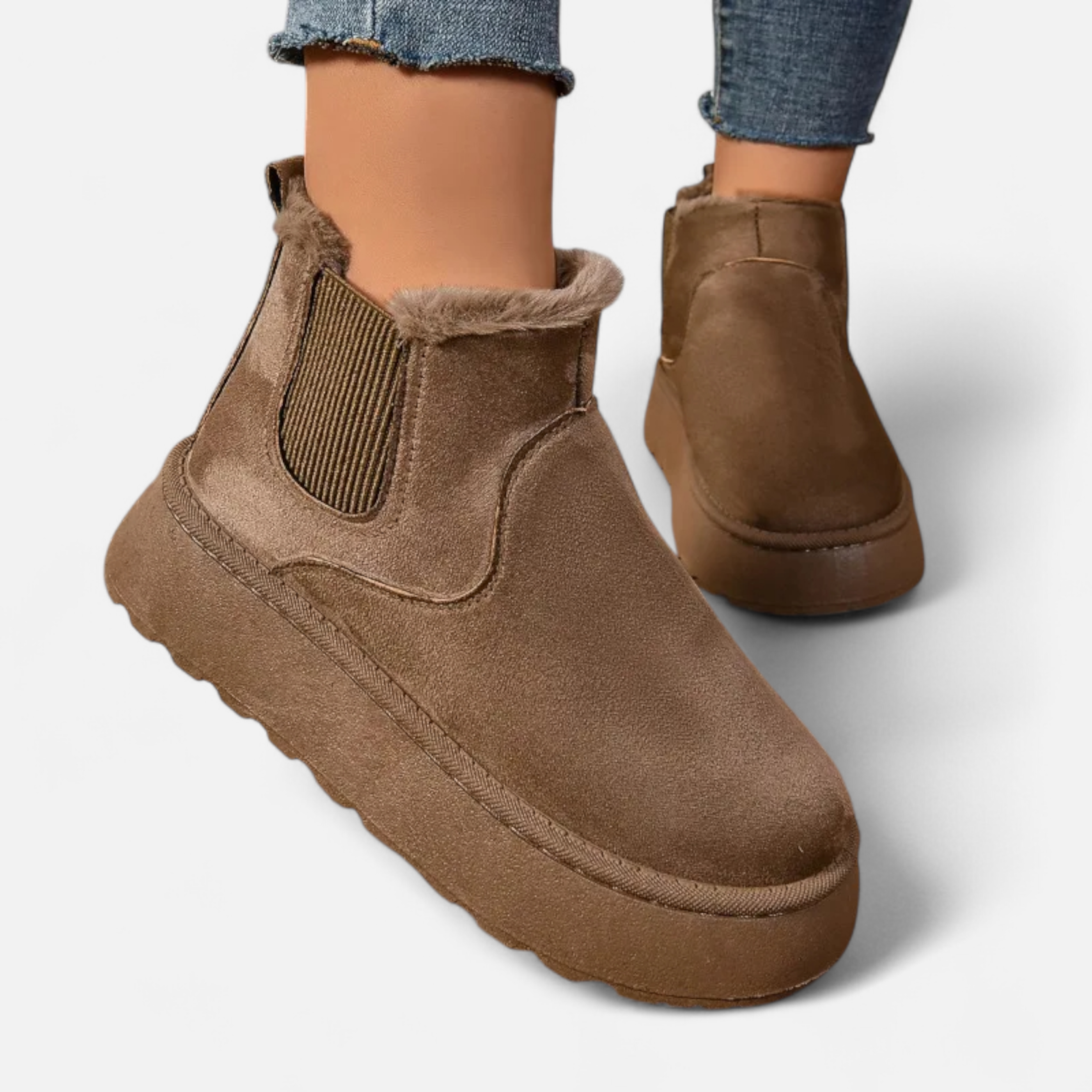 Timeless Cosy Seasonal Chelsea Plush Platform Ankle Boots for Women
