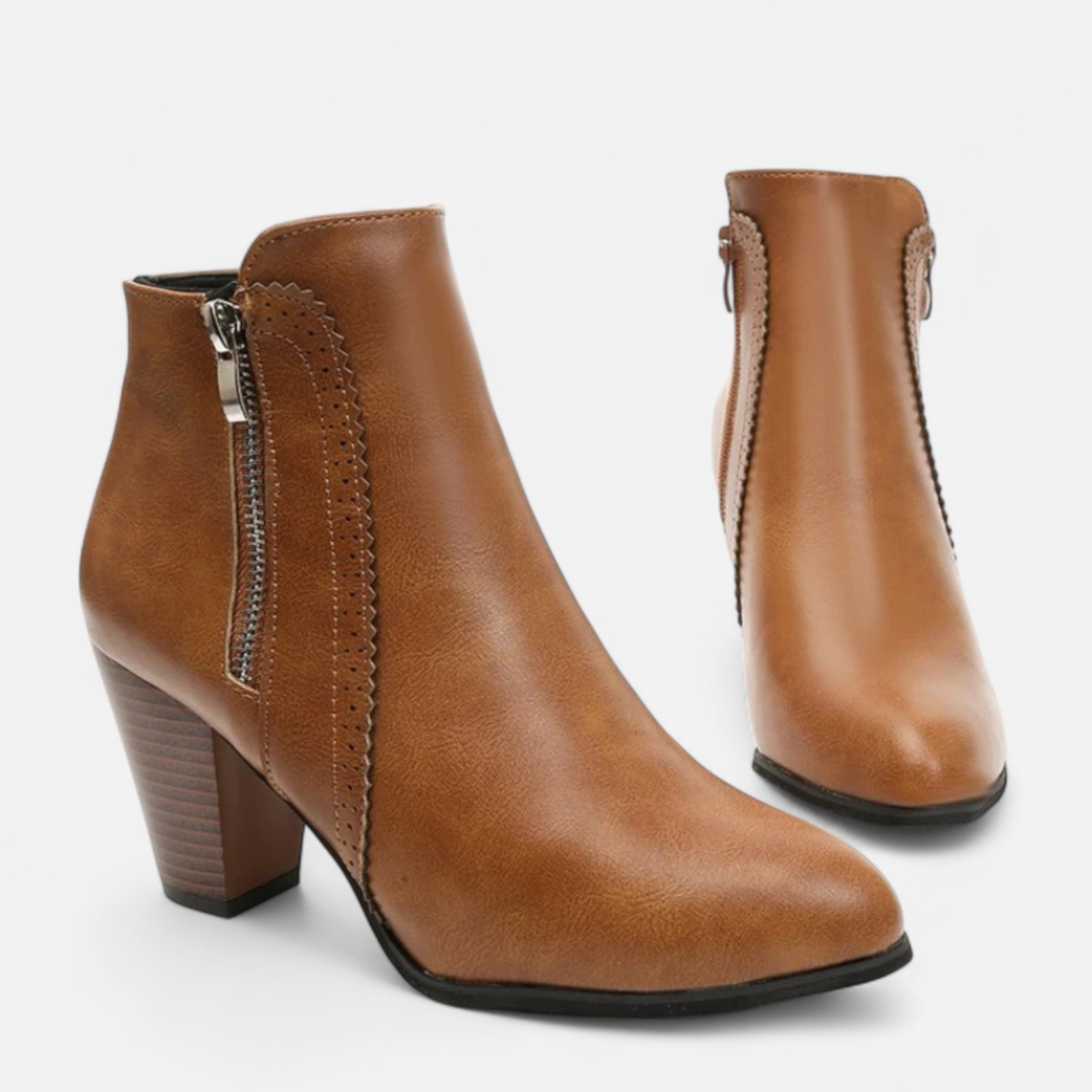 Retro Elegance Fashion Zip-Heel Boots for Women