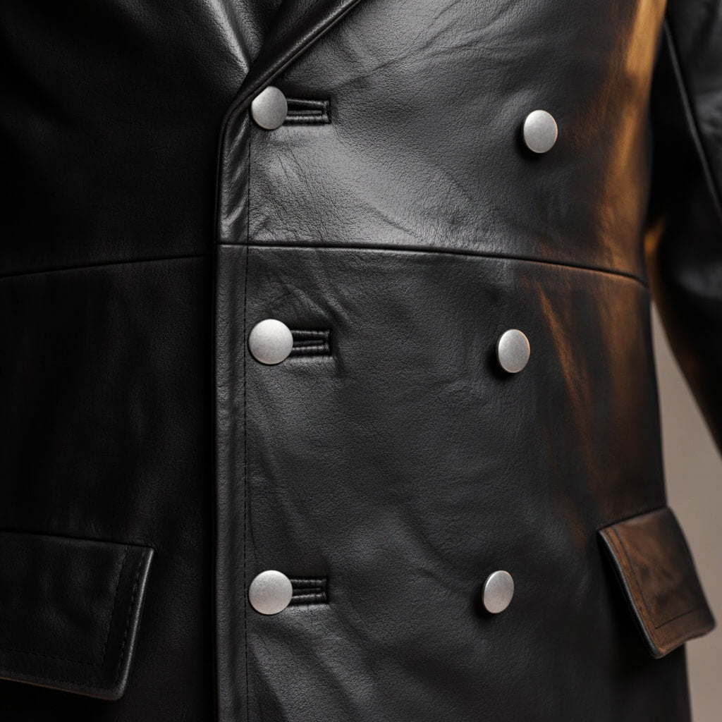 Thorne | Men’s Premium Leather Double-Breasted Overcoat