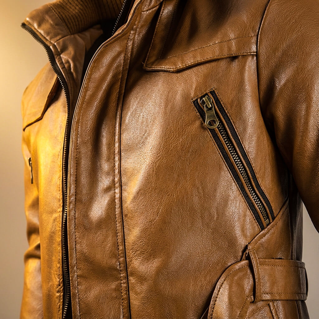 Alvin | Men’s Premium Leather Hooded Jacket