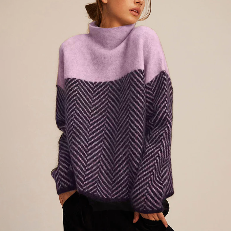 Women's Trendy Loose Fit Warm Cashmere Jumper with  Roll Neckline