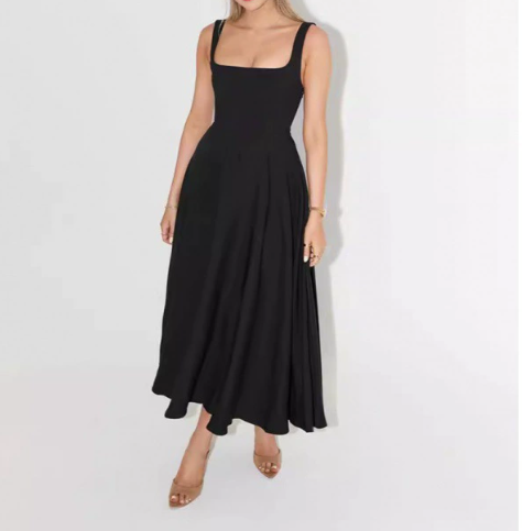 Trendy Square Neck Floral Midi Dress for Women