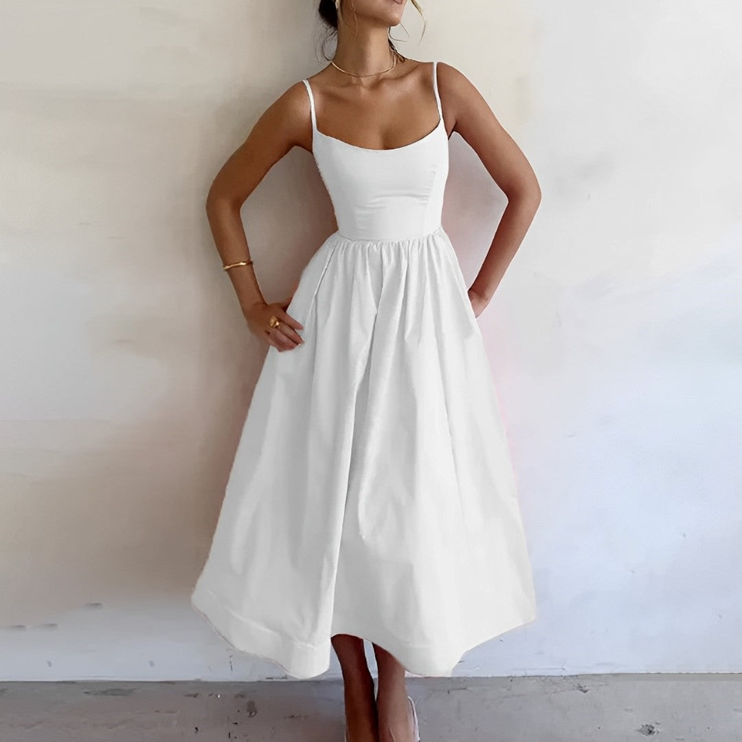 Women's Form-Fitting Spaghetti Strap Summer Midi Dress