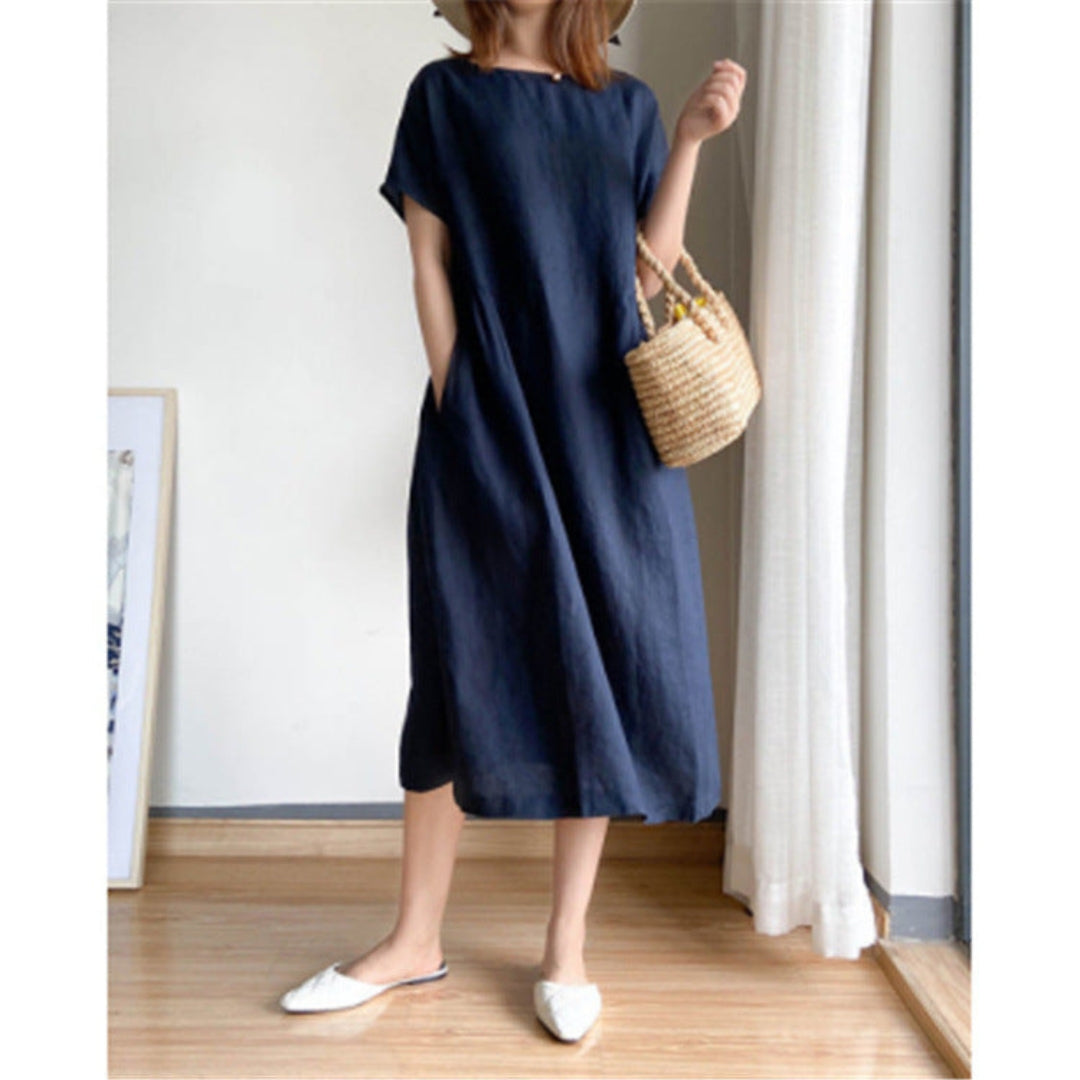 Women's Relaxed Fit Short Sleeve Knee-Length Summer Dress