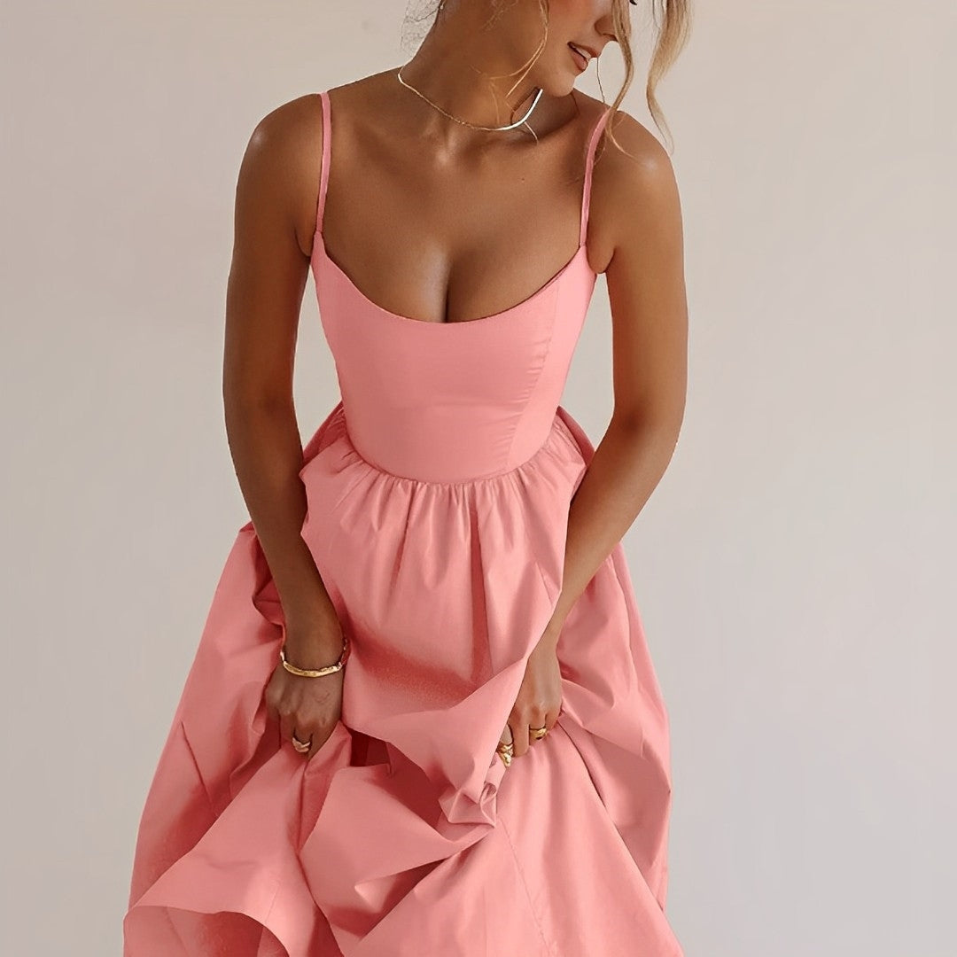 Women's Form-Fitting Spaghetti Strap Summer Midi Dress