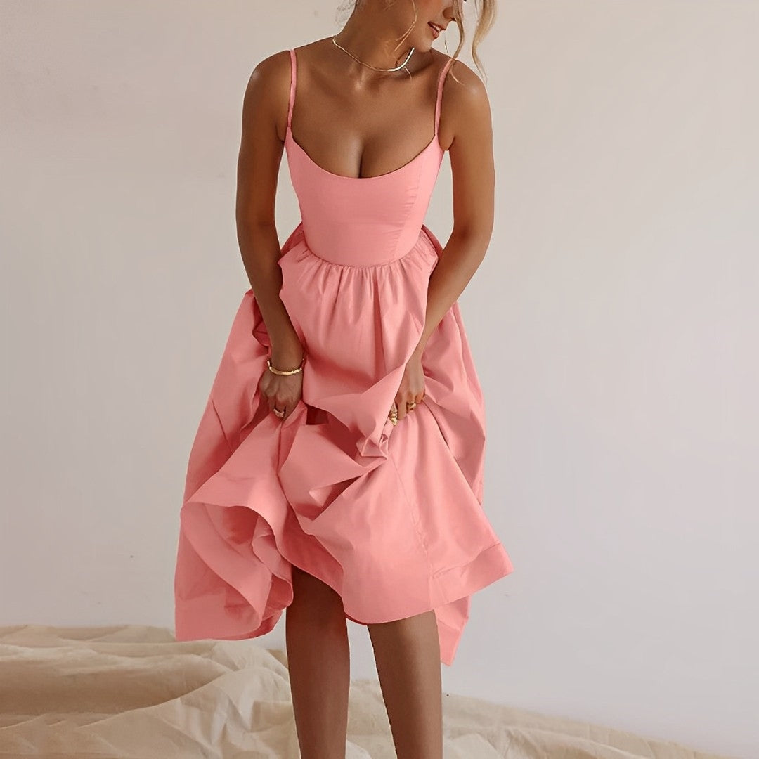 Women's Form-Fitting Spaghetti Strap Summer Midi Dress